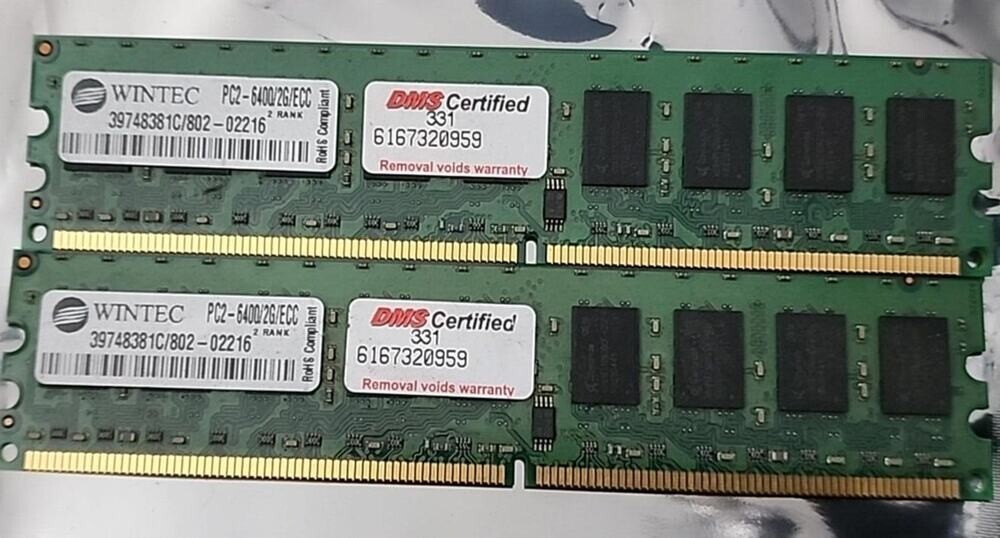 Wintec 4 GB Set (2 x 2 GB) PC2-6400 DDR2 240-Pin ECC DIMM Desktop Memory